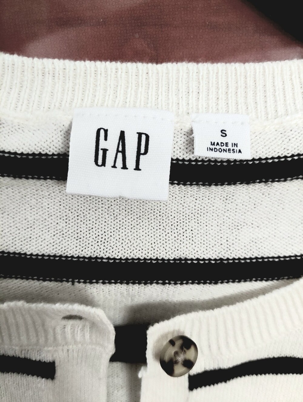 Gap Black & White Stripe Long Sleeve Crew Neck Cardigan Size S - Picture 8 of 13